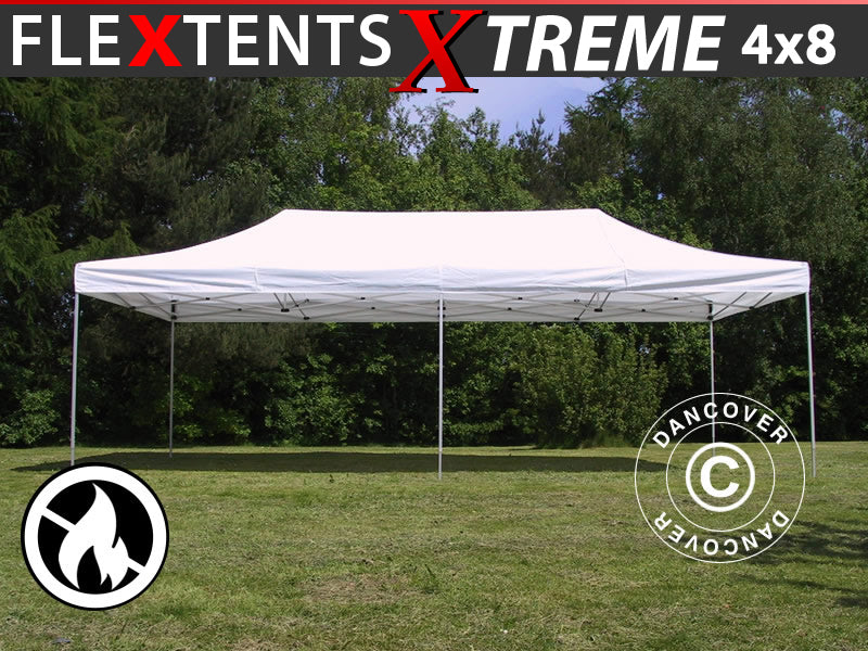 Faltzelt FleXtents Xtreme 50 4x8m Weiß, Flammenhemmend