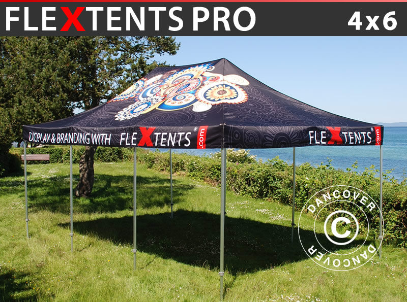 Gazebo pieghevole FleXtents PRO con completa stampa digitale, 4x6m