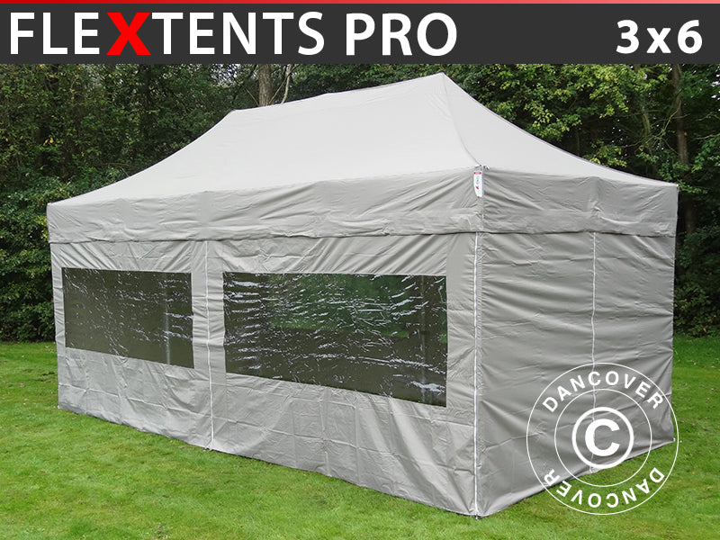 Tente Pliante FleXtents PRO 3x6m Latte, avec 6 cotés