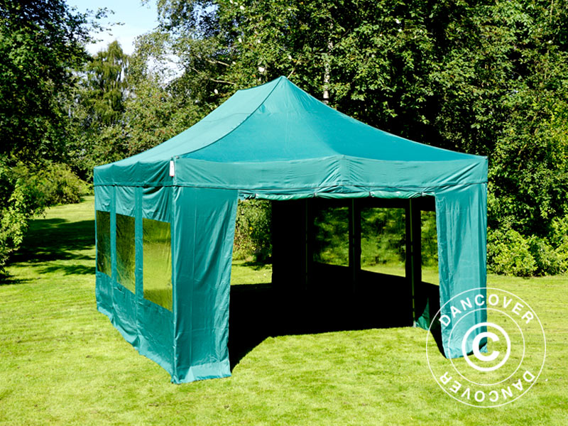 Tente pliante FleXtents PRO 4x6m Vert, avec 8 cotés