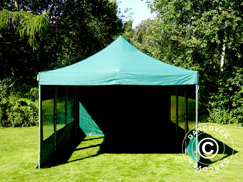 Faltzelt FleXtents Xtreme 50 4x6m Grün, mit 8 Seitenwänden