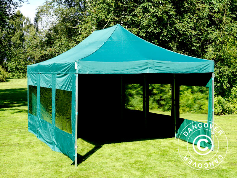 Faltzelt FleXtents Xtreme 50 4x6m Grün, mit 8 Seitenwänden