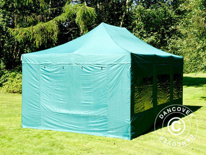 Faltzelt FleXtents Xtreme 50 4x6m Grün, mit 8 Seitenwänden