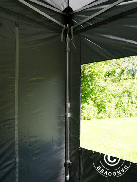Faltzelt FleXtents PRO 4x6m Grau, mit 8 Seitenwänden