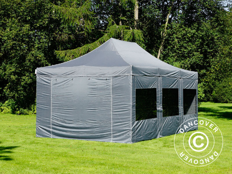 Gazebo pieghevole FleXtents Xtreme 50 4x6m Grigio, inclusi 8 fianchi