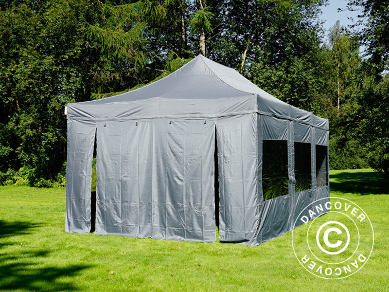 Gazebo pieghevole FleXtents Xtreme 50 4x6m Grigio, inclusi 8 fianchi