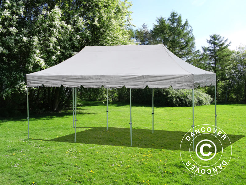 Tente Pliante FleXtents PRO "Peaked" 4x6m Latte, avec 8 rideaux décoratifs