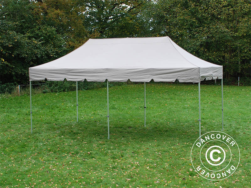Gazebo pieghevole FleXtents PRO "Peaked" 4x8m Latte, incl. 6 tendaggi decorativi