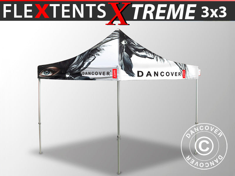 Tente pliante FleXtents Xtreme 50 avec impression numérique, 3x3m