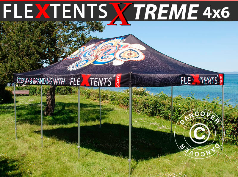 Tente pliante FleXtents Xtreme 50 avec impression numérique, 4x6m