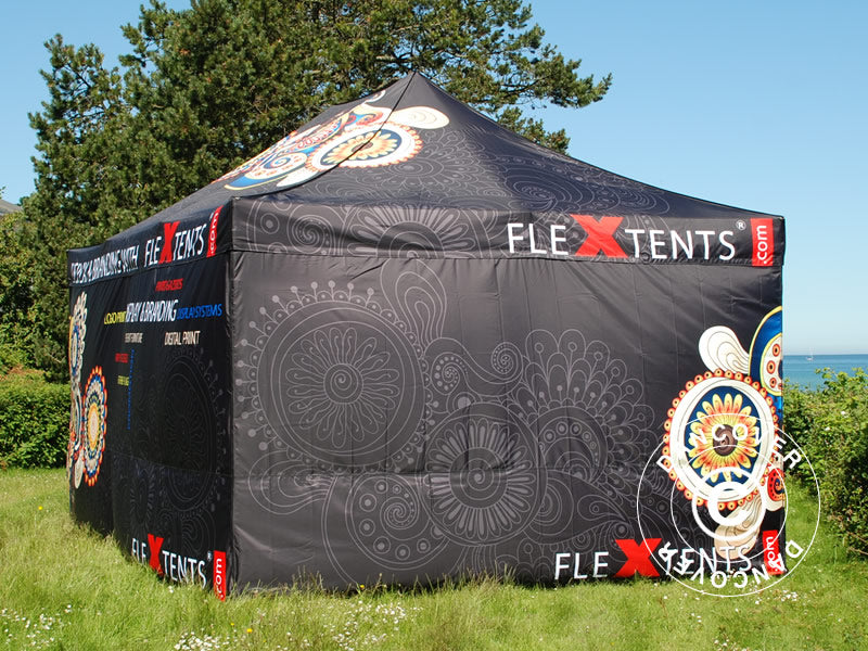 Faltzelt FleXtents Xtreme 50 mit vollflächigem Digitaldruck, 3x6m, mit 4 Seitenwänden