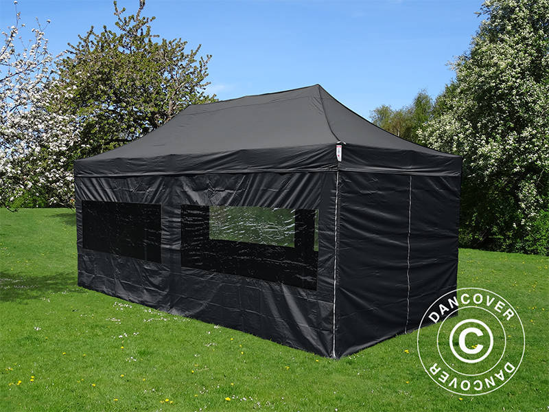Tente Pliante FleXtents Xtreme 50 4x8m Noir, avec 6 cotés