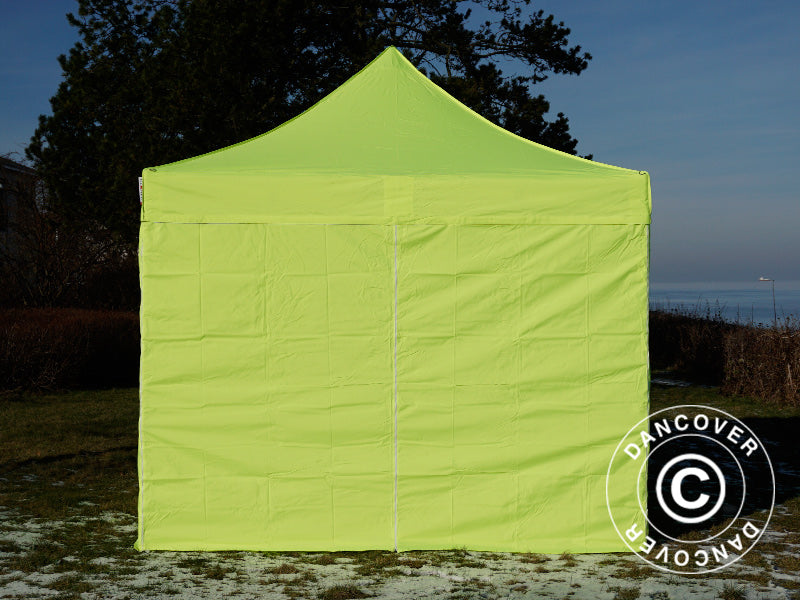 Gazebo pieghevole FleXtents PRO 3x3m Giallo Fluo/verde, inclusi 4 fianchi