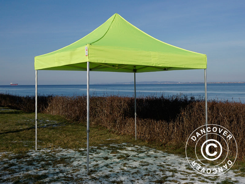 Gazebo pieghevole FleXtents PRO 3x3m Giallo Fluo/verde, inclusi 4 fianchi