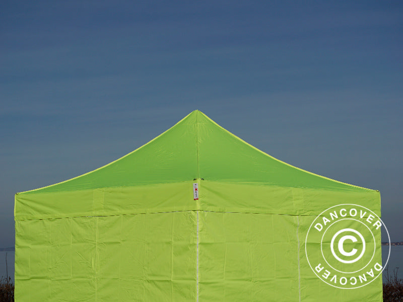 Gazebo pieghevole FleXtents PRO 3x3m Giallo Fluo/verde, inclusi 4 fianchi