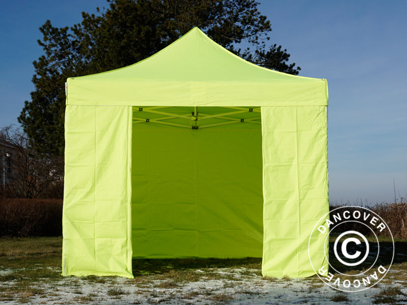 Gazebo pieghevole FleXtents Xtreme 50 3x3m Giallo Fluo/verde, inclusi 4 fianchi