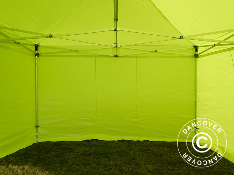 Gazebo pieghevole FleXtents PRO 4x4m Giallo Fluo/verde, inclusi 4 fianchi