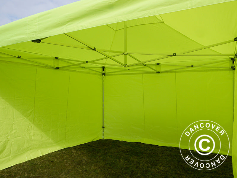 Gazebo pieghevole FleXtents PRO 4x4m Giallo Fluo/verde, inclusi 4 fianchi