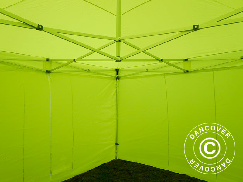 Gazebo pieghevole FleXtents PRO 4x4m Giallo Fluo/verde, inclusi 4 fianchi