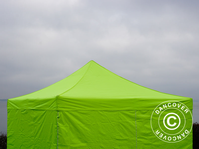 Gazebo pieghevole FleXtents PRO 4x4m Giallo Fluo/verde, inclusi 4 fianchi
