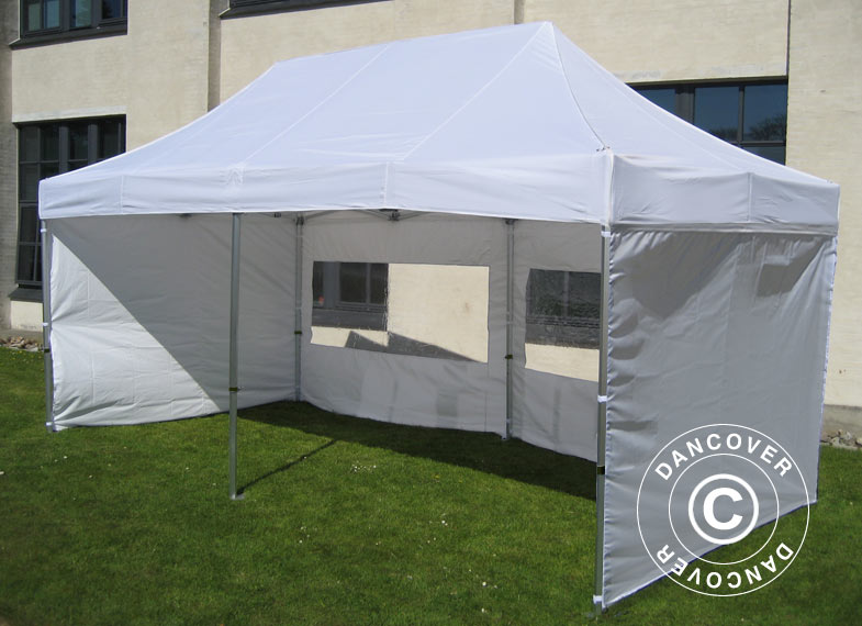 Faltzelt FleXtents PRO 3,5x7m Weiß, mit 6 Seitenwänden