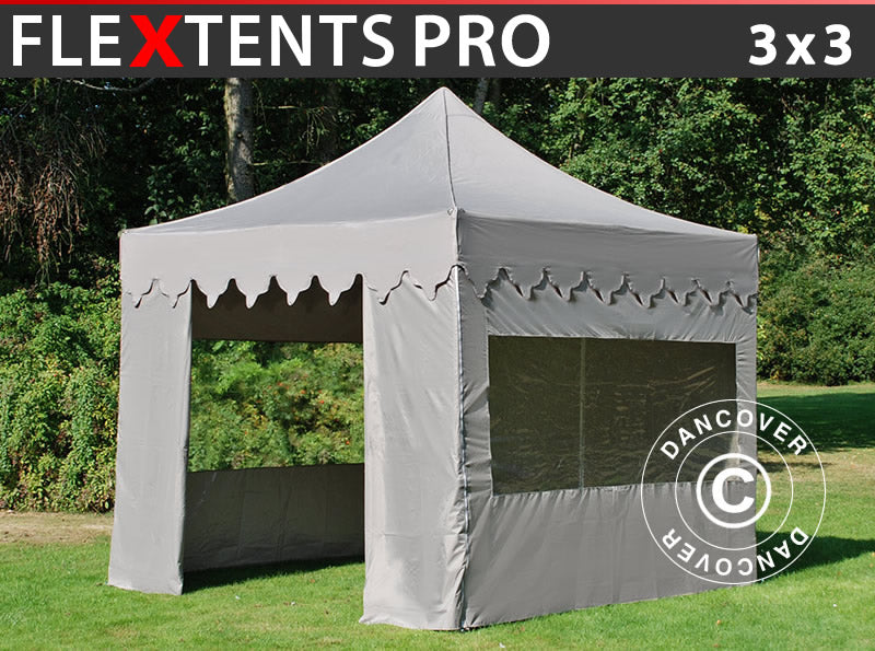 Faltzelt FleXtents PRO "Morocco" 3x3m Latte, mit 4 Seitenwänden