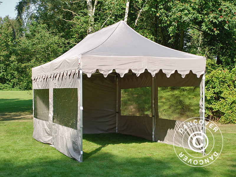 Faltzelt FleXtents PRO "Morocco" 3x6m Latte, mit 6 Seitenwänden