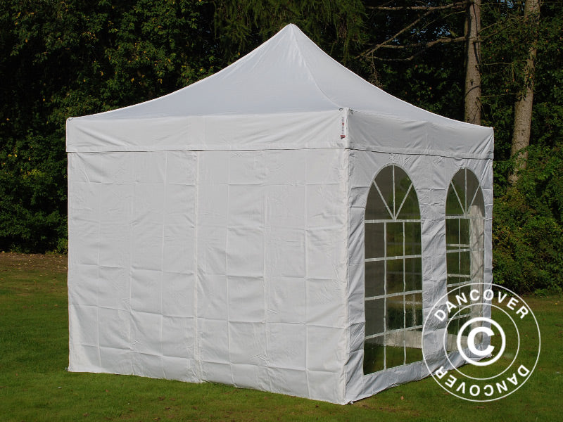 Faltzelt FleXtents PRO Vintage Style 3x3m Weiß, mit 4 Seitenwänden