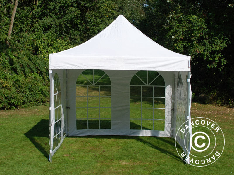 Faltzelt FleXtents PRO Vintage Style 3x3m Weiß, mit 4 Seitenwänden