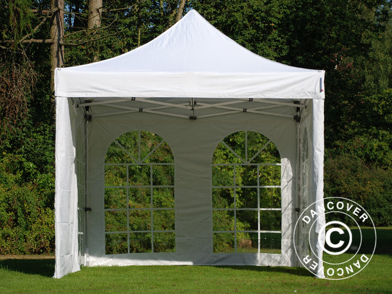 Faltzelt FleXtents PRO Vintage Style 3x3m Weiß, mit 4 Seitenwänden