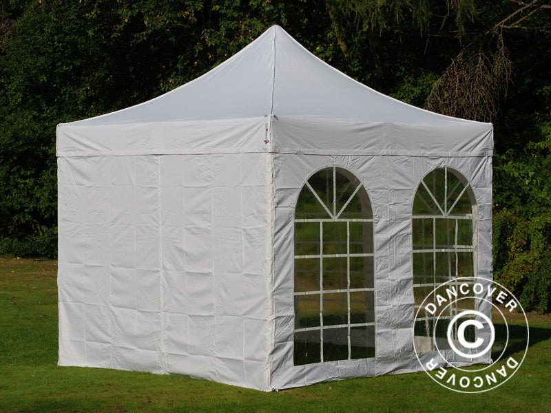 Faltzelt FleXtents PRO Vintage Style 3x3m Weiß, mit 4 Seitenwänden