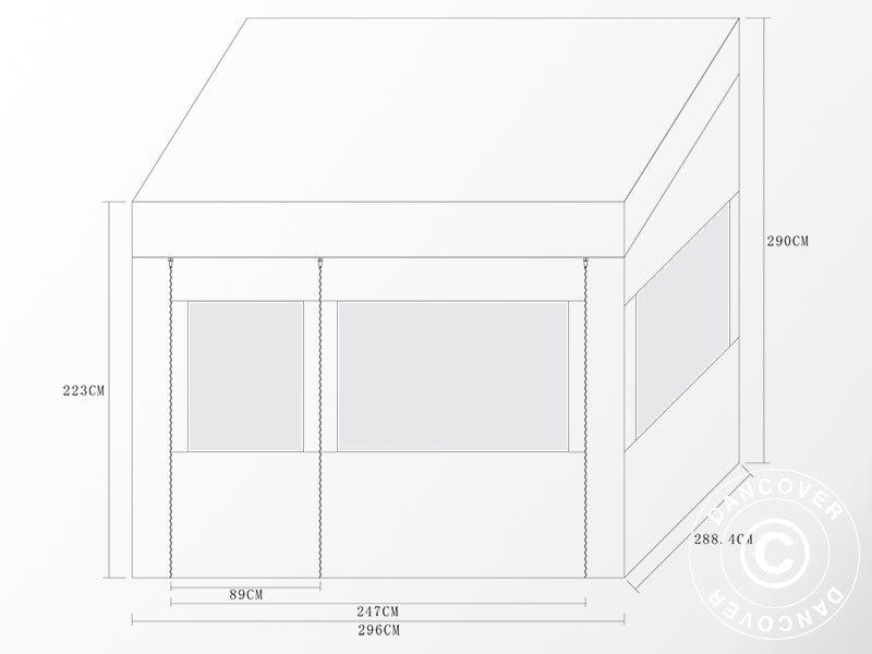 Tente pliante FleXtents PRO Trapezo 3x3m Blanc, avec 4 cotés