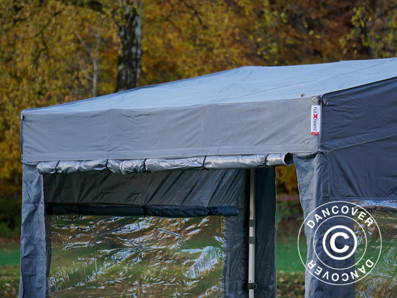 Faltzelt FleXtents PRO Trapezo 3x3m Grau, mit 4 Seitenwänden