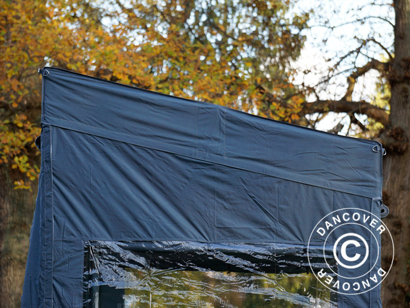 Faltzelt FleXtents PRO Trapezo 3x3m Grau, mit 4 Seitenwänden