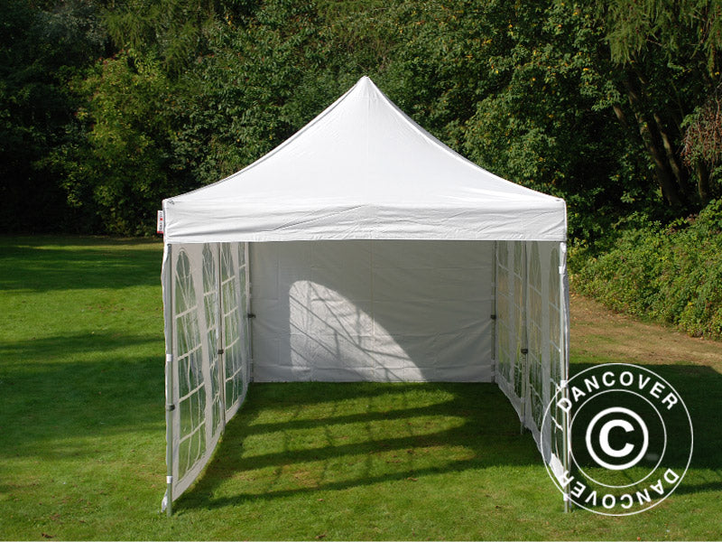 Faltzelt FleXtents Xtreme 50 Vintage Style 3x6m Weiß, mit 6 Seitenwänden