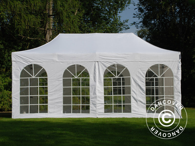 Faltzelt FleXtents Xtreme 50 Vintage Style 3x6m Weiß, mit 6 Seitenwänden