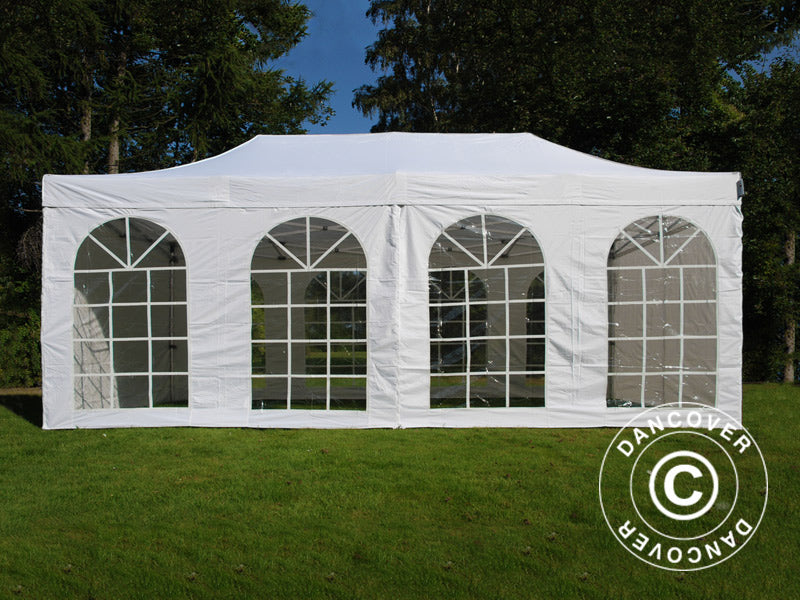Faltzelt FleXtents Xtreme 50 Vintage Style 3x6m Weiß, mit 6 Seitenwänden
