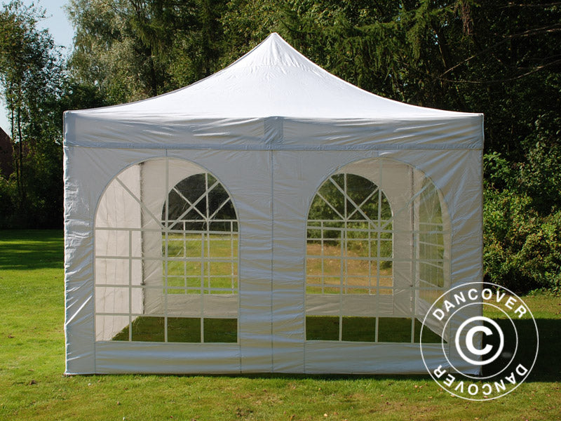 Gazebo pieghevole FleXtents PRO Vintage Style 4x4m Bianco, inclusi 4 fianchi