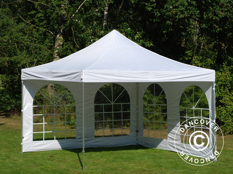 Gazebo pieghevole FleXtents PRO Vintage Style 4x4m Bianco, inclusi 4 fianchi