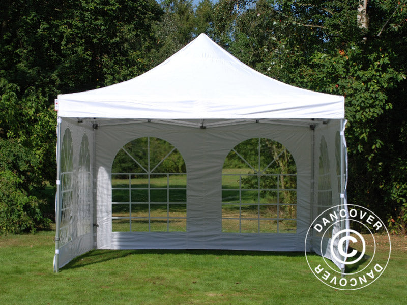 Gazebo pieghevole FleXtents PRO Vintage Style 4x4m Bianco, inclusi 4 fianchi