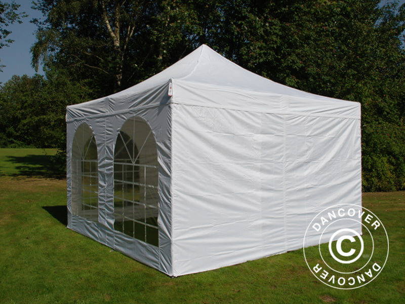 Gazebo pieghevole FleXtents PRO Vintage Style 4x4m Bianco, inclusi 4 fianchi