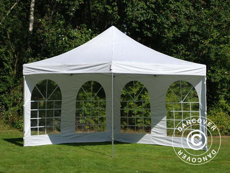 Gazebo pieghevole FleXtents PRO Vintage Style 4x4m Bianco, inclusi 4 fianchi