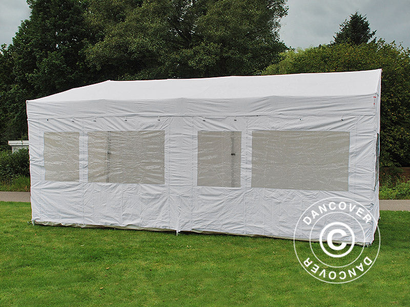 Gazebo pieghevole FleXtents PRO Trapezo 3x6m Bianco, inclusi 4 fianchi