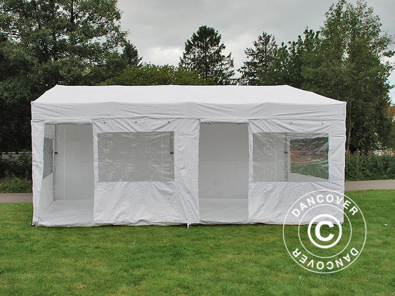 Gazebo pieghevole FleXtents PRO Trapezo 3x6m Bianco, inclusi 4 fianchi