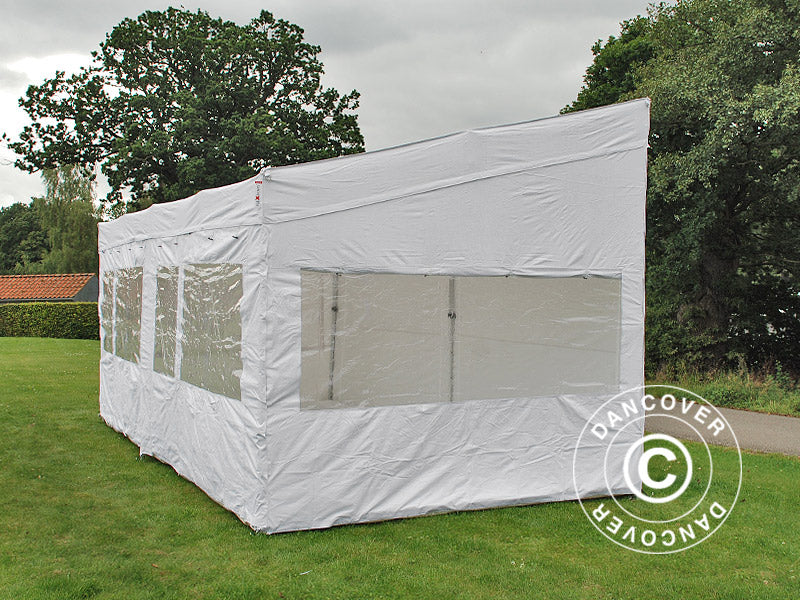 Gazebo pieghevole FleXtents PRO Trapezo 3x6m Bianco, inclusi 4 fianchi