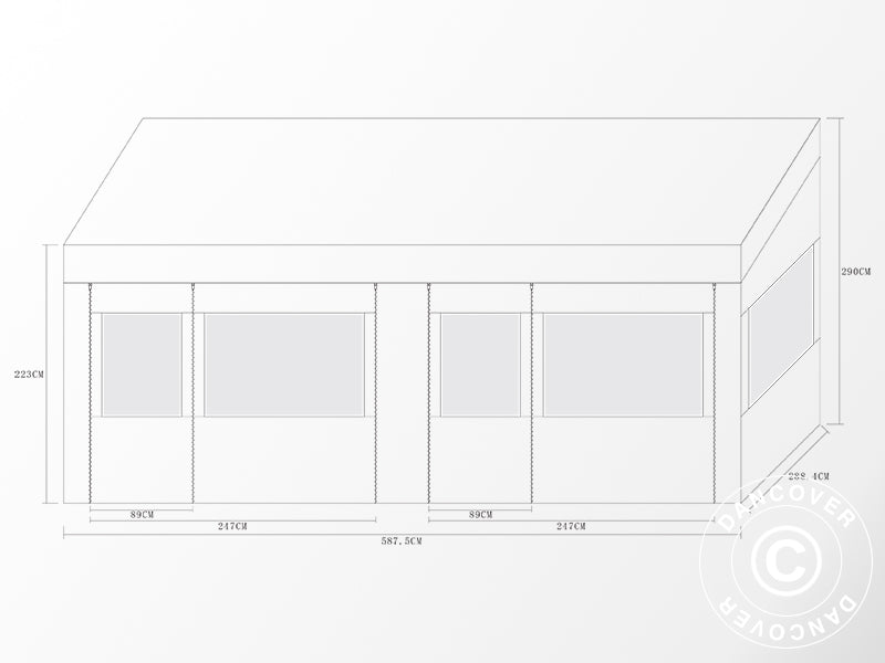 Gazebo pieghevole FleXtents PRO Trapezo 3x6m Bianco, inclusi 4 fianchi