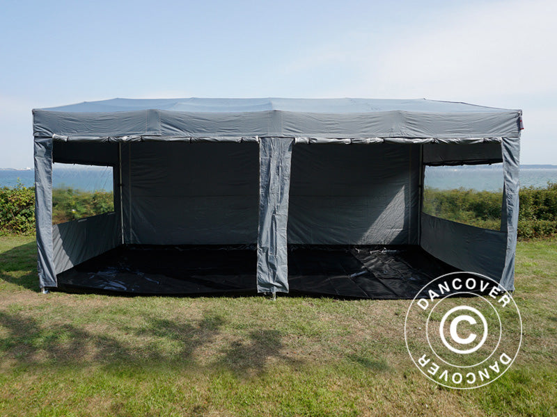 Tente pliante FleXtents PRO Trapezo 3x6m Gris, avec 4 cotés