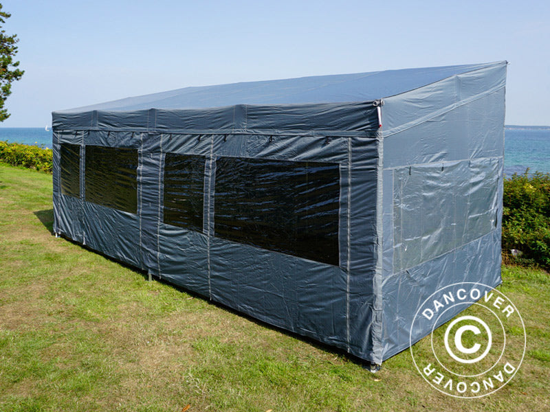 Tente pliante FleXtents PRO Trapezo 3x6m Gris, avec 4 cotés