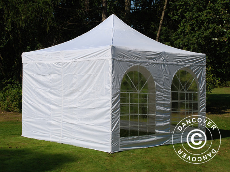 Faltzelt FleXtents Xtreme 50 Vintage Style 4x4m Weiß, mit 4 Seitenwänden