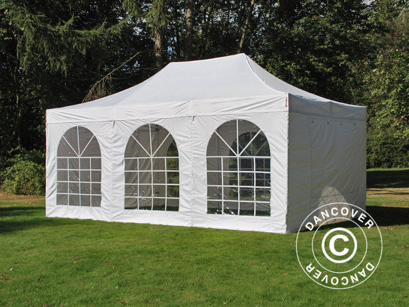 Gazebo pieghevole FleXtents PRO Vintage Style 4x6m Bianco, inclusi 8 fianchi